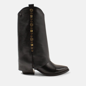 Kiki Damen Leder-Stiefel Black