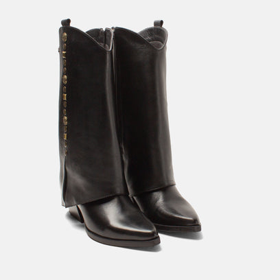 Kiki Damen Leder-Stiefel Black