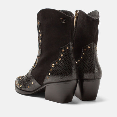 Fenne Damen Leder-Stiefeletten Black