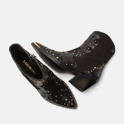 Fenne Damen Leder-Stiefeletten Black