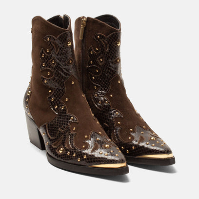 Fenne Damen Leder-Stiefeletten Brown