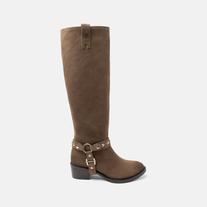 Fay Damen Wildleder-Stiefel Taupe