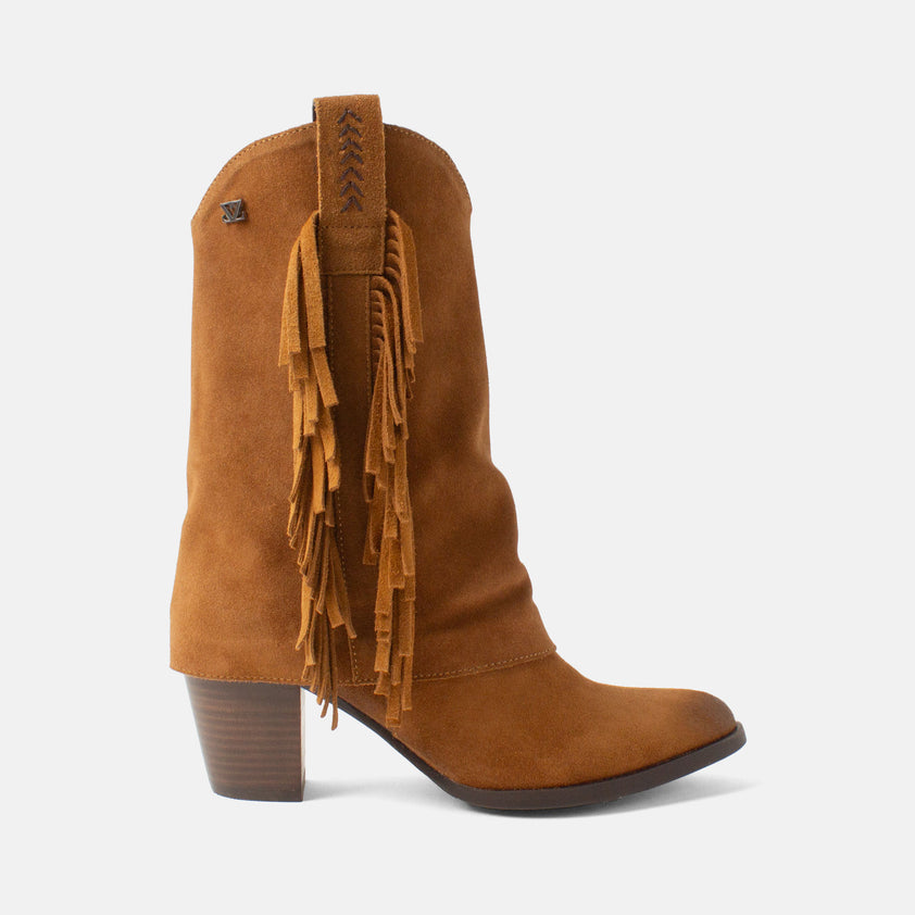 Emi Damen Wildleder-Stiefel Cognac