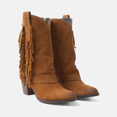 Emi Damen Wildleder-Stiefel Cognac