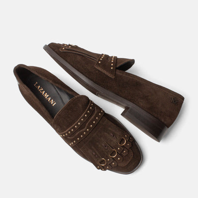 Suus Damen Wildleader-Loafers Brown