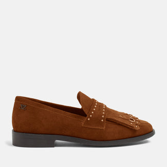 Suus Damen Wildleader-Loafers Cognac