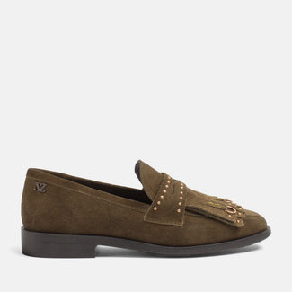 Suus Damen Wildleader-Loafers Khaki