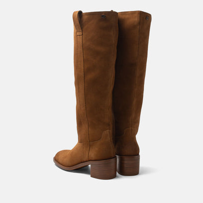Elin Damen Wildleder-Stiefel Cognac
