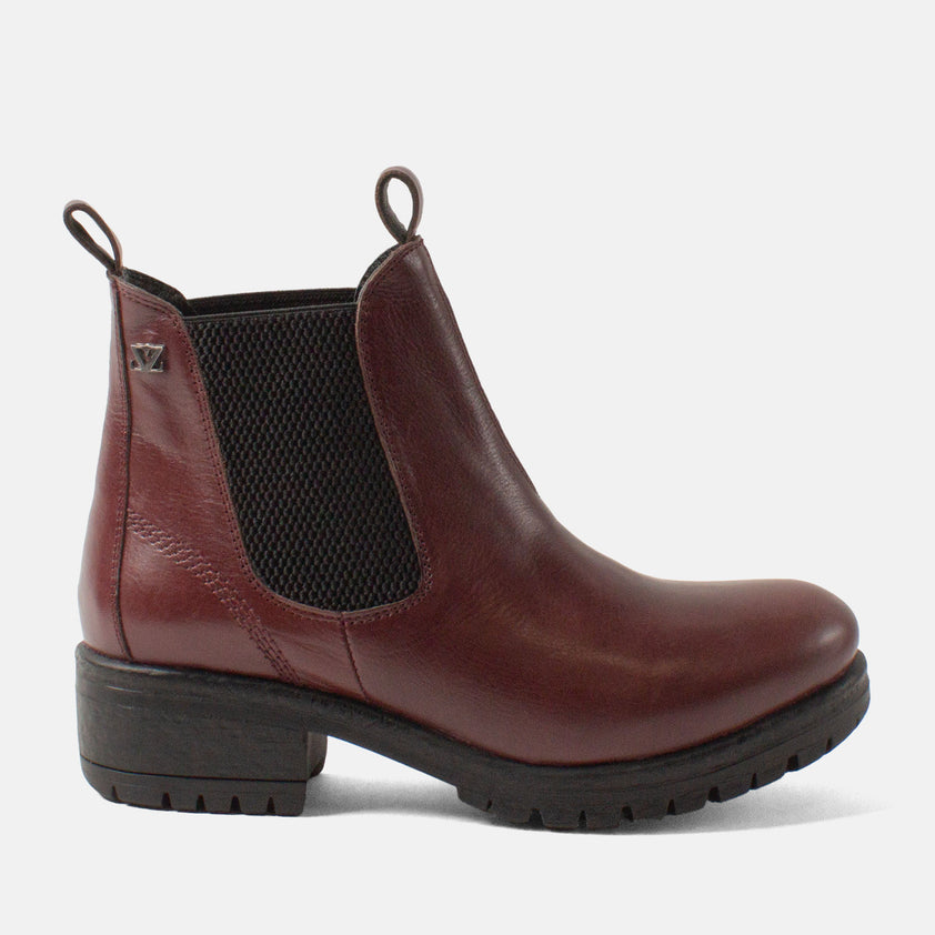 Lia Dames Leder Chelsea-Boots Burgundy
