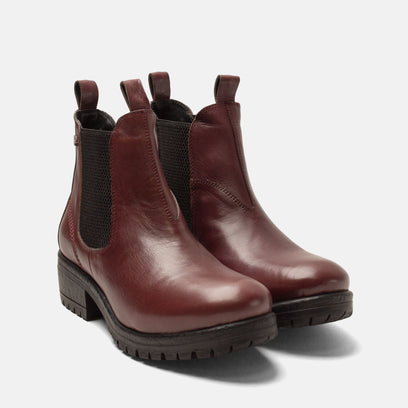 Lia Dames Leder Chelsea-Boots Burgundy