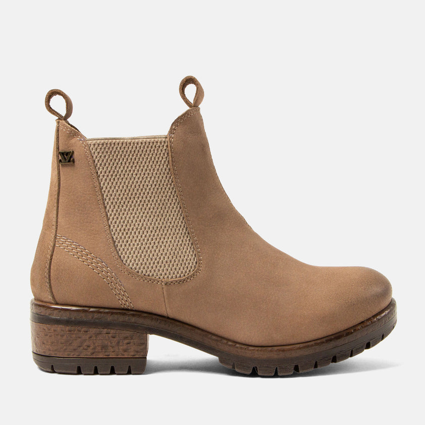 Lia Dames Leder Chelsea-Boots Taupe
