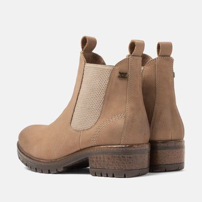 Lia Dames Leder Chelsea-Boots Taupe