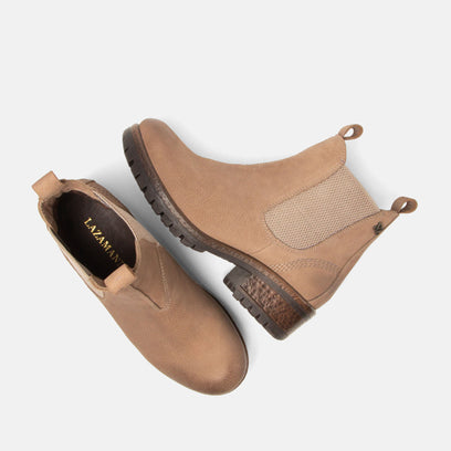 Lia Dames Leder Chelsea-Boots Taupe