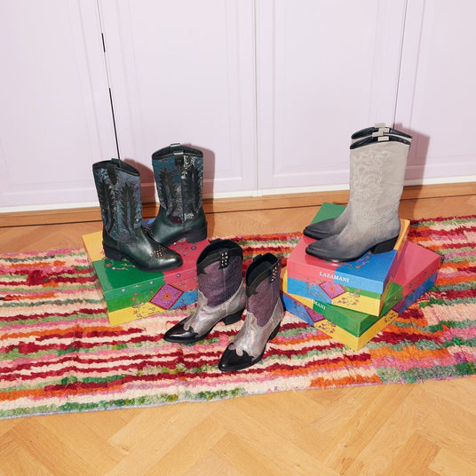 cowboy boots, metallic, details,