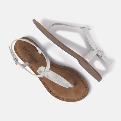 Clara Damen Ledersandalen Silver