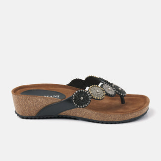 Mara Damen Leder-Pantoletten Black